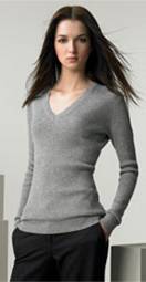 Burberry Ribbed V-Neck Cashmere Sweater