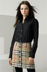 Burberry Button Front Shirt with Check Trim